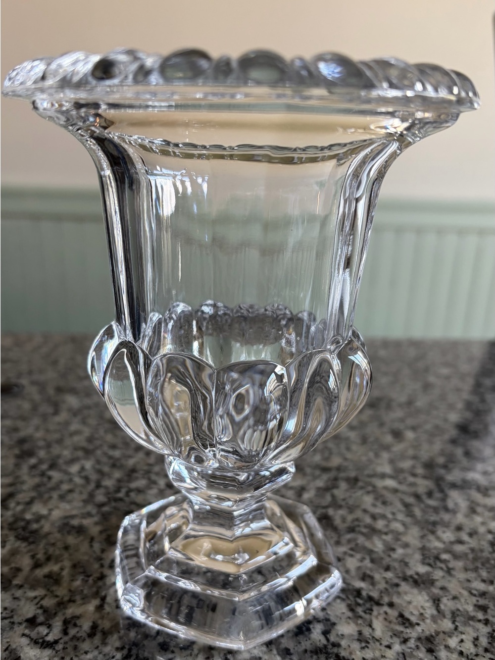 Vintage Clear Glass Decorative Urn Vase - Home Accents